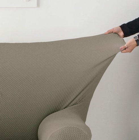 Capa bielástica para Sofá Cama com braços de madeira – Modelo Cora