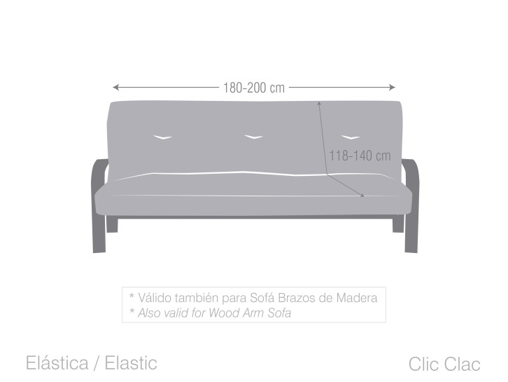 Funda elástica para sofá cama nido con brazos de madera – Modelo Ulises