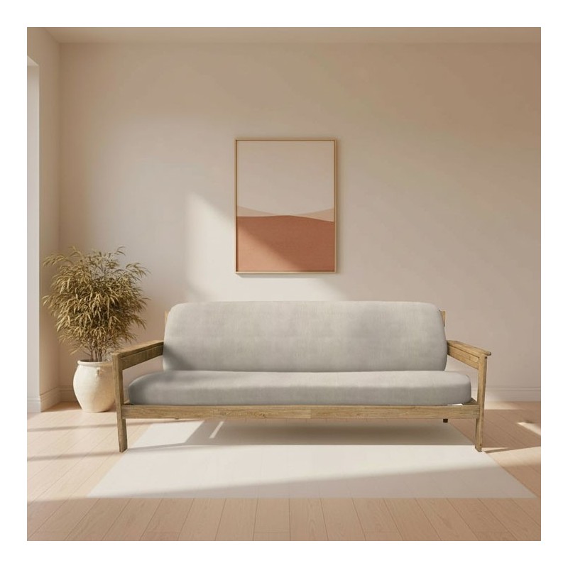 Funda elástica para sofá cama nido con brazos de madera – Modelo Ulises Funda elástica para sofá cama nido con brazos de madera – Modelo Ulises