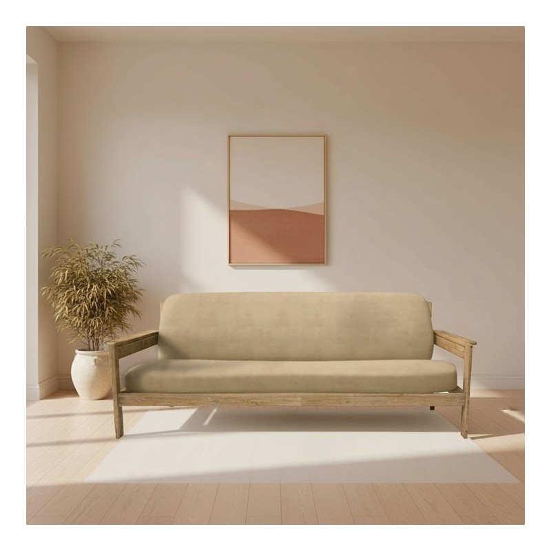 Funda elástica para sofá cama nido con brazos de madera – Modelo Ulises Funda elástica para sofá cama nido con brazos de madera – Modelo Ulises