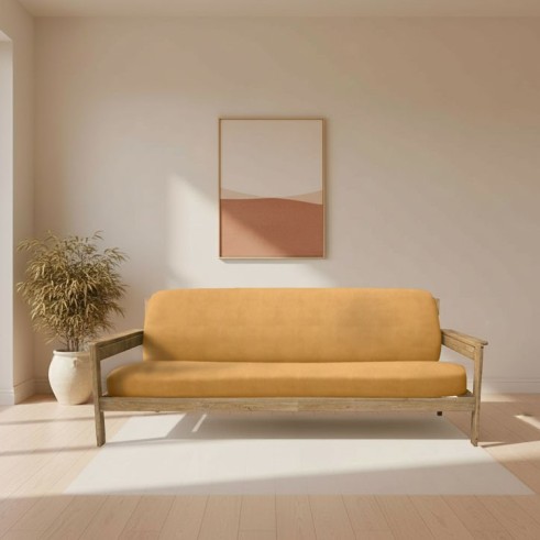 Funda elástica para sofá cama nido con brazos de madera – Modelo Ulises