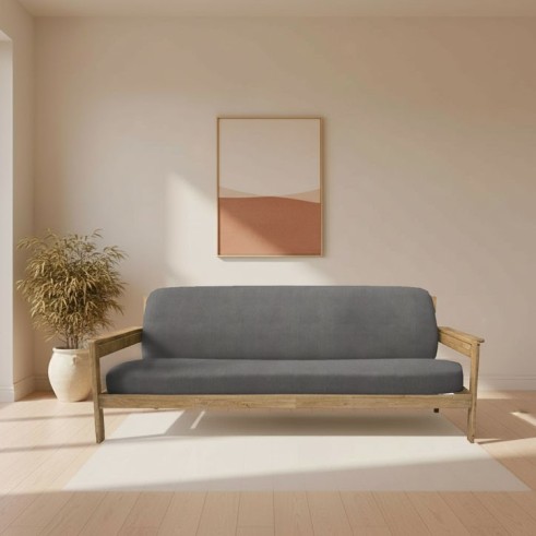 Funda elástica para sofá cama nido con brazos de madera – Modelo Ulises