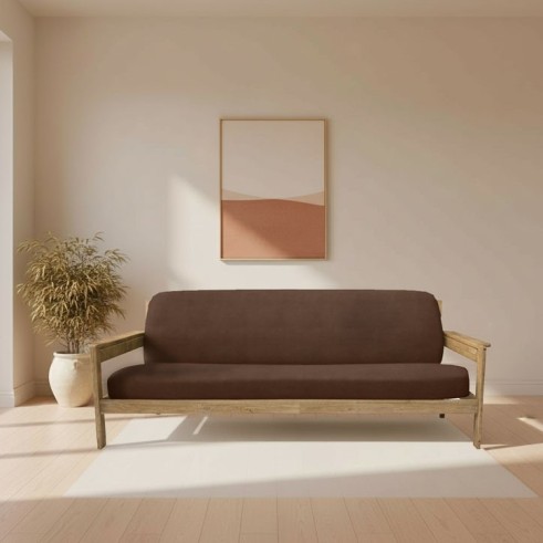 Funda elástica para sofá cama nido con brazos de madera – Modelo Ulises