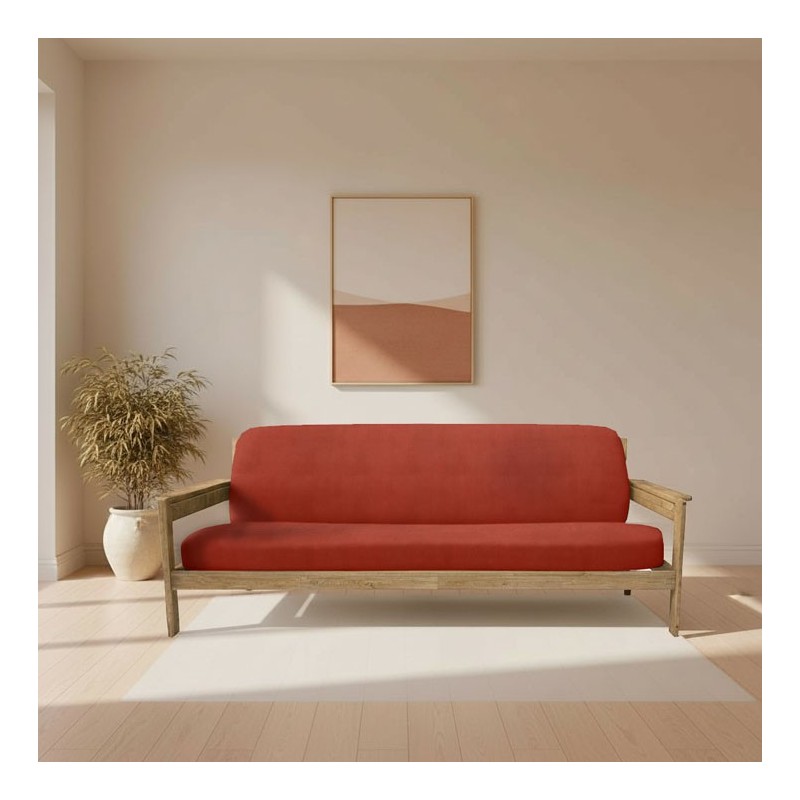 Funda elástica para sofá cama nido con brazos de madera – Modelo Ulises Funda elástica para sofá cama nido con brazos de madera – Modelo Ulises