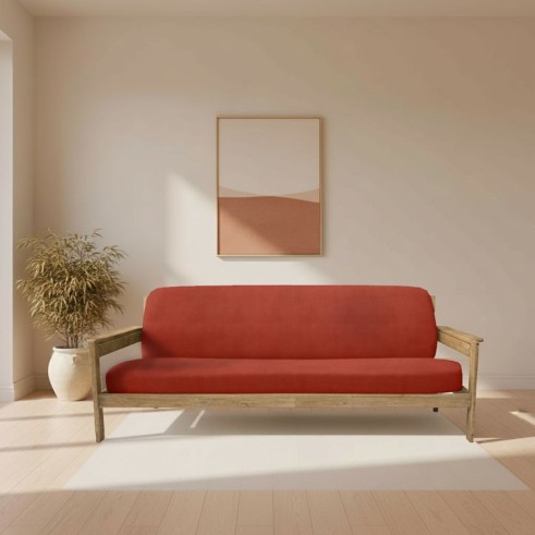 Funda elástica para sofá cama nido con brazos de madera – Modelo Ulises