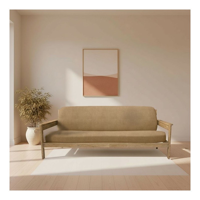 Funda elástica para sofá cama nido con brazos de madera – Modelo Ulises