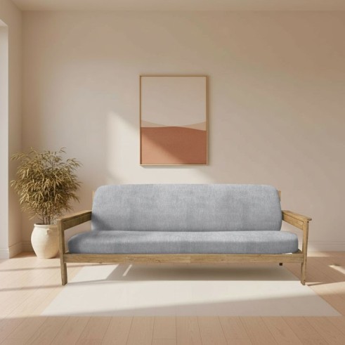 Funda elástica para sofá cama nido con brazos de madera – Modelo Ulises