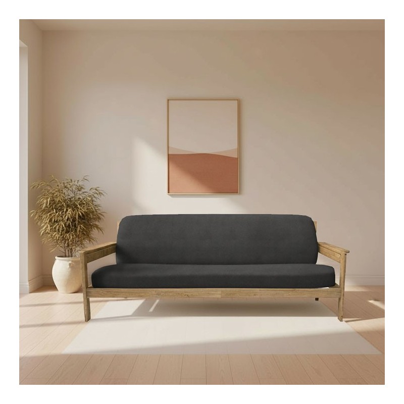 Funda elástica para sofá cama nido con brazos de madera – Modelo Ulises