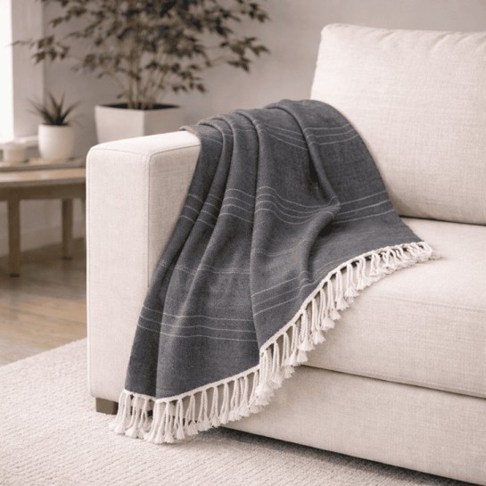 Plaid Foulard Multiusos para sofá y cama con flecos