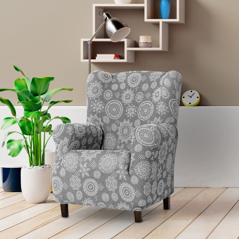 Capa Superelástica para Poltrona com Orelhas Modelo Salsa – Design Floral e Cobertura Total