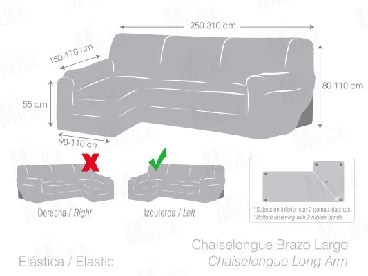 Capa elástica para chaise longue modelo Achilles