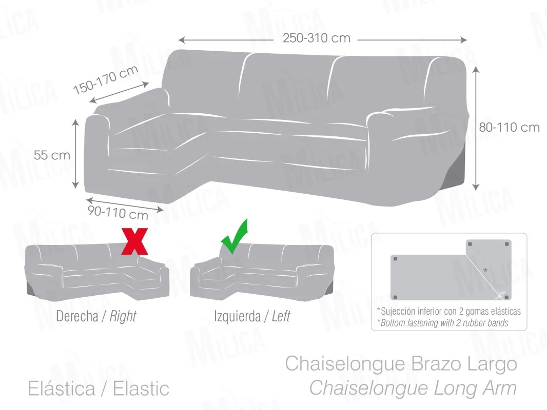 Capa elástica para chaise longue modelo Achilles Capa elástica para chaise longue modelo Achilles