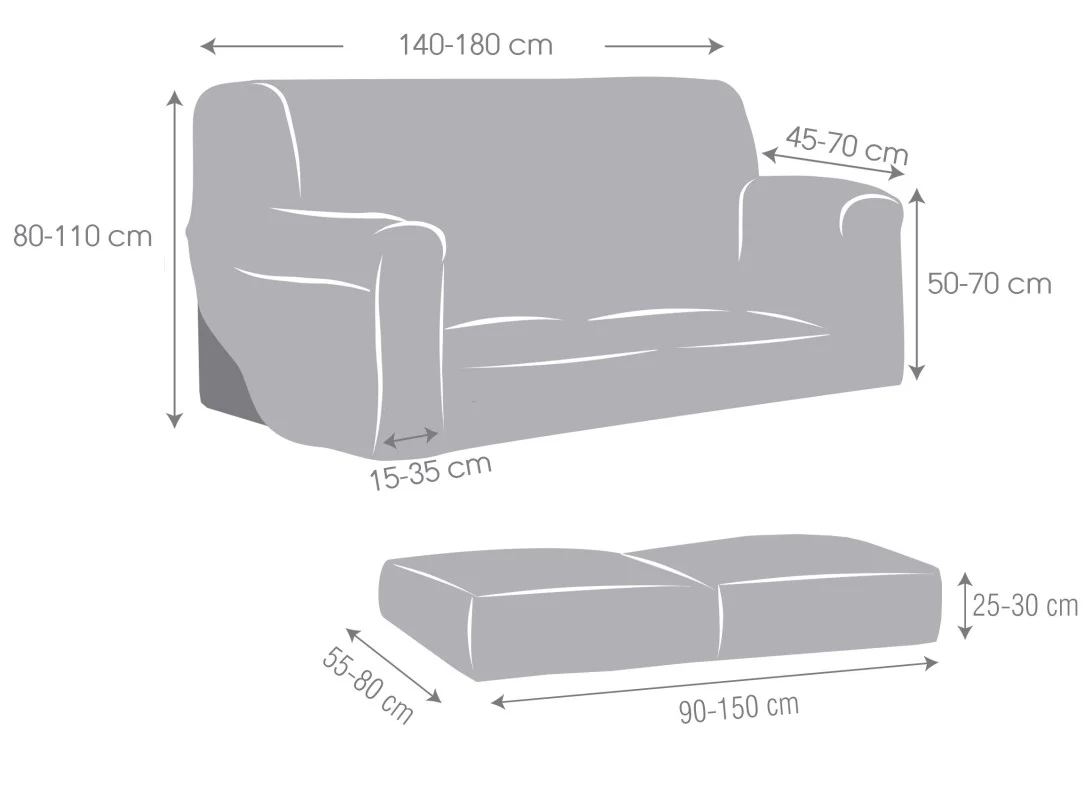 Capa bielástica de 2 peças para sofá modelo Dorian Capa bielástica de 2 peças para sofá modelo Dorian