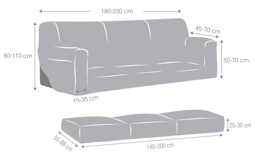 Capa bielástica de 2 peças para sofá modelo Dorian