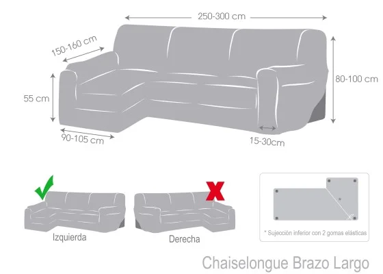 Capa elástica para chaise longue modelo Troya
